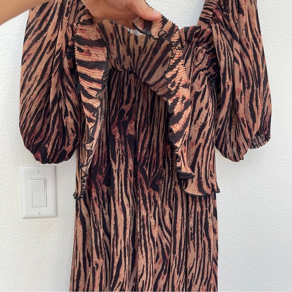 Ganni Georgette Midi Tiger Stripe Midi Dress Size EU40 - Picture 8 of 9